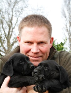 Simon and two hunting puppies.